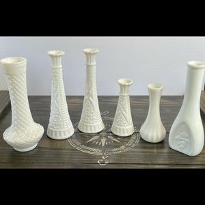 Vintage Milk Glass Vase Lot